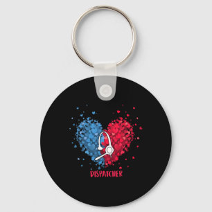 Porte-clés Rouge Blanc Bleu Patriotique Opératrice 911 Cœur 4