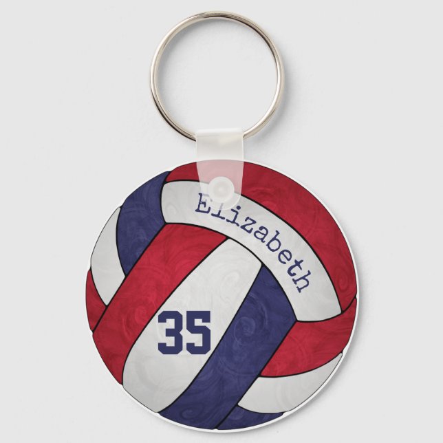 Porte-clés rouge blanc bleu volleyball porte - clé w nom (Recto)
