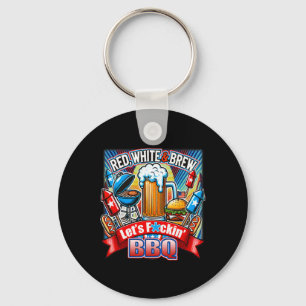 Porte-clés Rouge Blanc Et BBQ 4 Juillet Drapeau Américain 