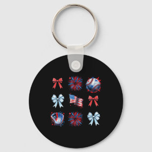 Porte-clés Rouge Blanc Et Bleu 4 Juillet Coquette Baseball B