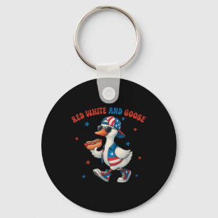 Porte-clés Rouge Blanc Et Oie Drôle 4 Juillet Patriotique Éta