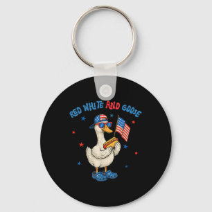 Porte-clés Rouge Blanc Et Oie Drôle 4 Juillet Patriotique Éta