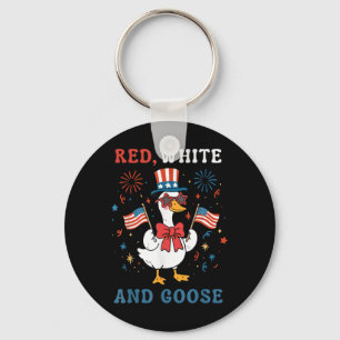 Porte-clés Rouge Blanc Et Oie Groovy Silly Goose Drapeau Usa