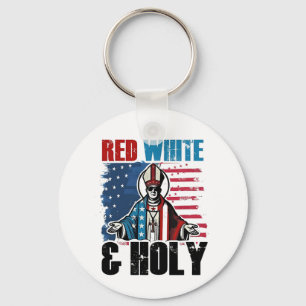 Porte-clés Rouge Blanc et Saint Pape Léon XIV, 4 juillet