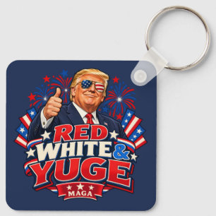 Porte-clés Rouge Blanc et Yuge Aluminium Double Face