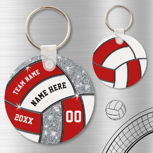 Porte-clés Rouge Blanc Faux Parties scintillant argent Porte