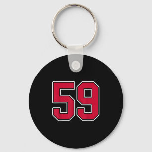 Porte-clés Rouge Blanc Numéro 59 Joueur Jersey Uniforme #59