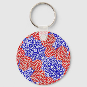 Porte-clés Rouge bleu blanc Polka Dot Lacy motif floral