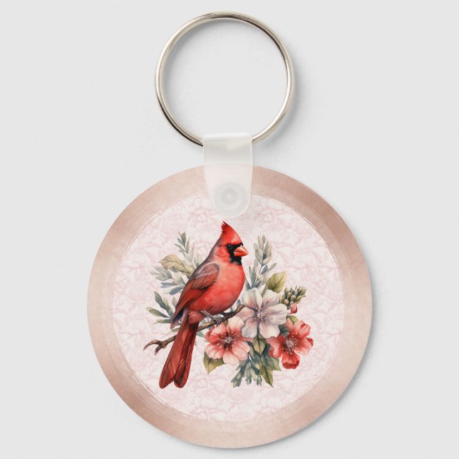 Porte-clés Rouge Cardinal Couleur Ronde  (Recto)