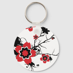 Porte-clés Rouge cerise en fleurs Sakura Design