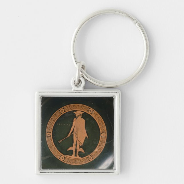 Porte-clés Rouge-chiffre grec tasse, dépeignant le dieu (Devant)