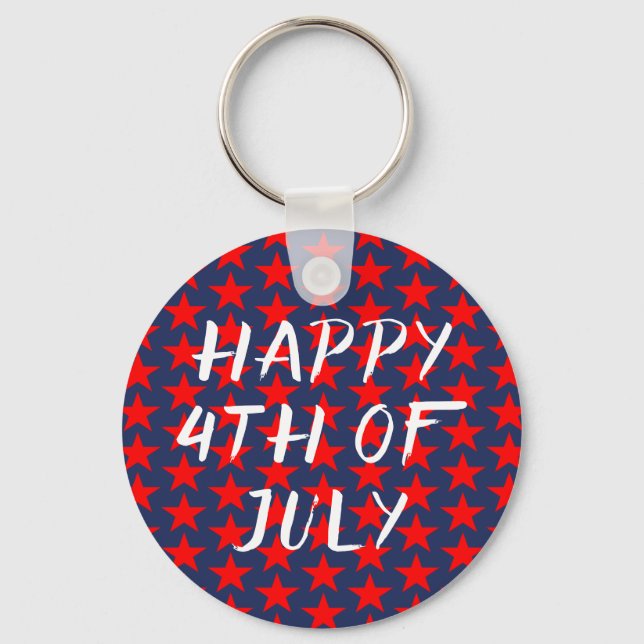 Porte-clés Rouge Et Bleu 4 juillet Joyeux (Recto)