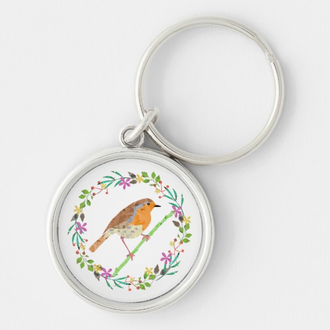 Porte-clés Rouge-gorge, oiseau de Noël (Devant)