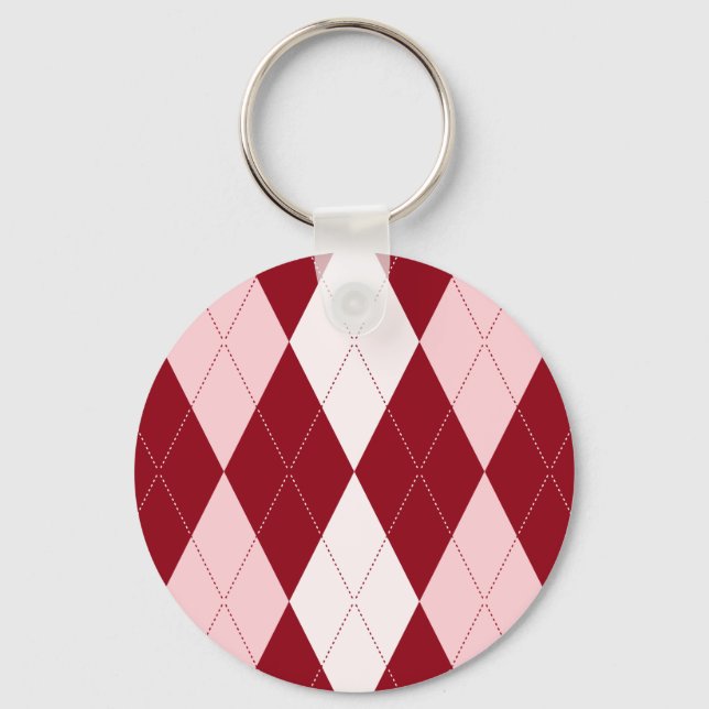 Porte-clés Rouge Jacquard Crimson rose Petit Diamant Forme (Recto)