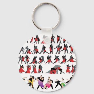 PORTE-CLÉS ROUGE NOIR SALLE DE BALLON DANSEURS COLORÉS DANSE