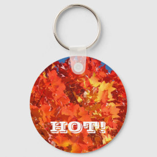Porte-clés Rouge Orange Jaune Feuilles d'automne C