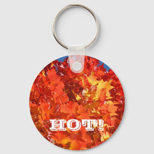 Porte-clés Rouge Orange Jaune Feuilles d'automne C (Recto)