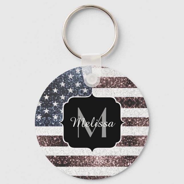 Porte-clés Rouge rustique Bleu Bleu Étincelles drapeau améric (Recto)