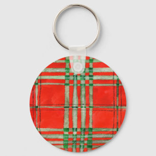 Porte-clés ROUGE SCOTT TARTAN Porte - clé circulaire en alumi