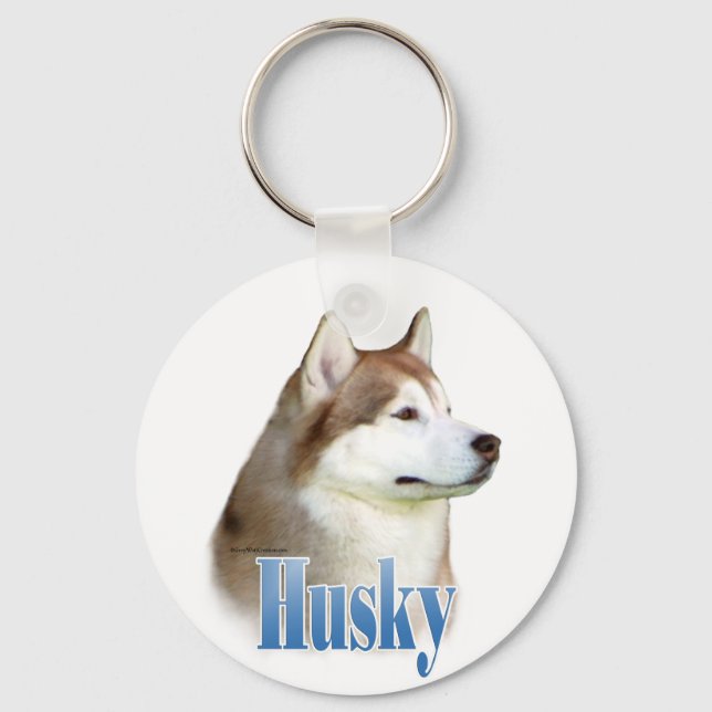 Porte-clés Rouge Sibérien Husky Nom (Recto)