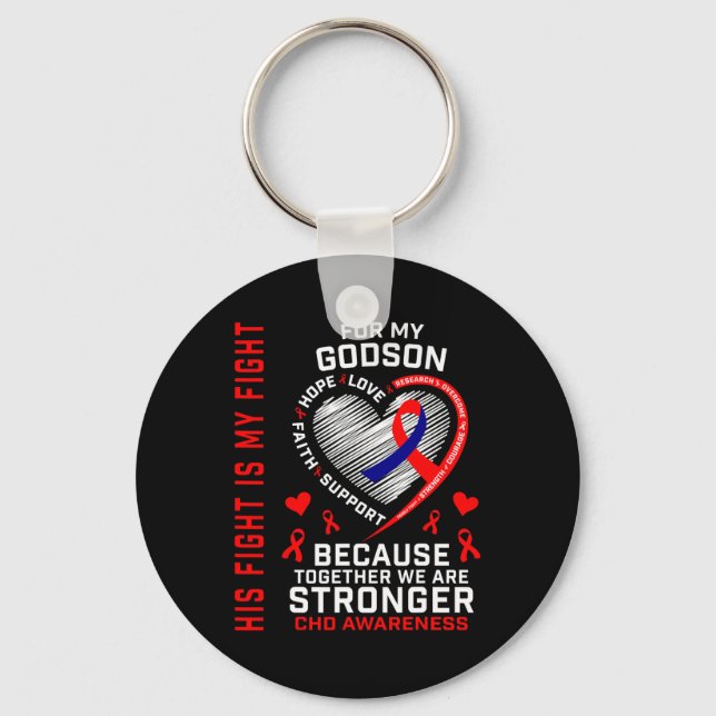 Porte-clés Rouge Son combat est mon combat Godson Chd Awarene (Recto)