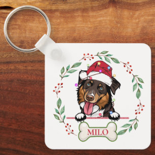 Porte-clés Rough Collie Chien cadeau de Noël personnalisé