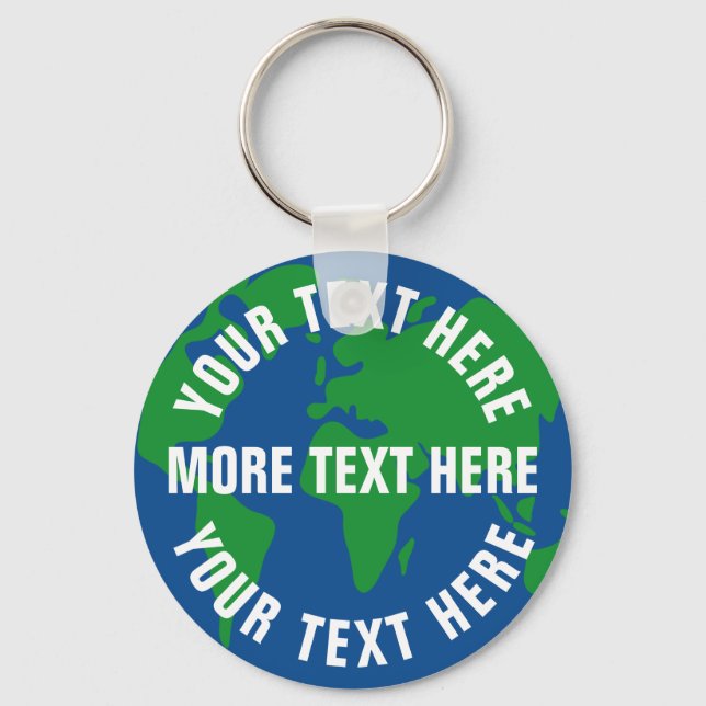 Porte-clés Round planet earth keychains with custom text (Recto)