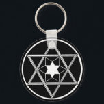 Porte-clés Round Star of David<br><div class="desc">Star of David in black and white in a circle.</div>