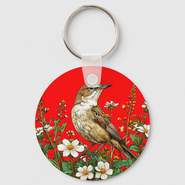 Porte-clés roussserolle effarvatte oiseau (Recto)