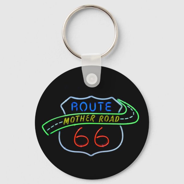 Porte-clés Route 66, Route Mère, Panneau néon (Recto)