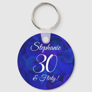 Porte-clés Royal Blue 30 et Flirty fête d'anniversaire Favor