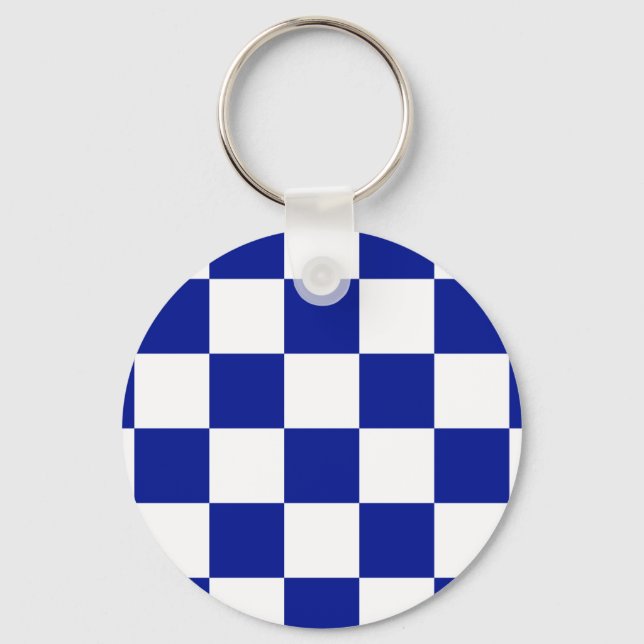 Porte-clés Royal Blue et White À damiers Motif (Recto)