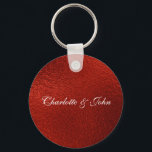 Porte-clés Royal Chic Red Save The Date Key Round Gift<br><div class="desc">This chic royal square key round belt can be personalized for any special event like wedding,  bridal shower,  dinner party,  engagement party,  birthday party and much more</div>