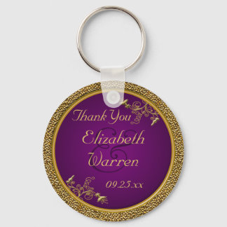 Porte-clés Royal Purple, Gold Floral Wedding Favoriser Porte 