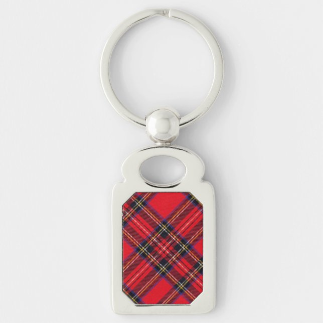 Porte-clés Royal Stewart tartan rouge noir plaid (Devant)