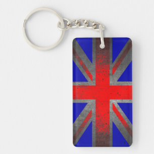 Porte-clés Royaume-Uni neon grunge drapeau rectangle porte -