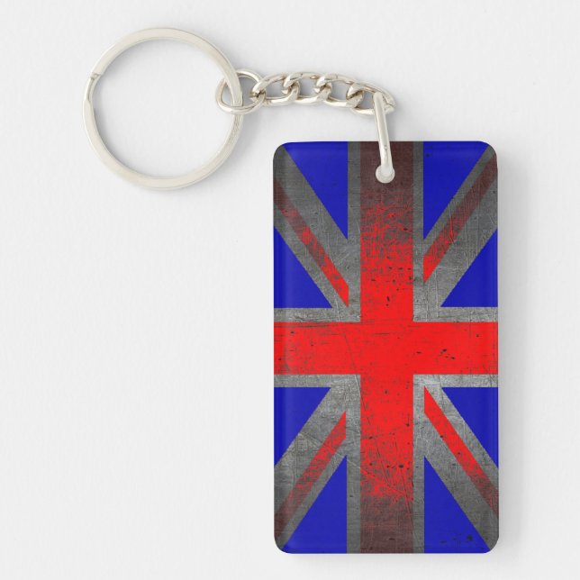Porte-clés Royaume-Uni neon grunge drapeau rectangle porte -  (Devant)