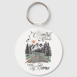 Porte-clés Rtro Country Roads Me ramener à la maison Montagne