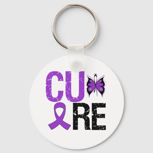 Porte-clés Ruban à papillon CURE Maladie d'Alzheimer (Recto)