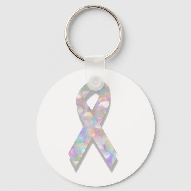 Porte-clés ruban de cancer du poumon perlé (Recto)