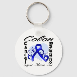 Porte-clés Ruban de coeur - conscience de cancer du colon