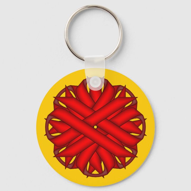 Porte-clés Ruban de fleurs rouges par Kenneth Yoncich (Recto)