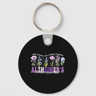 Porte-clés Ruban de fleurs violettes pour soutenir la sensibi