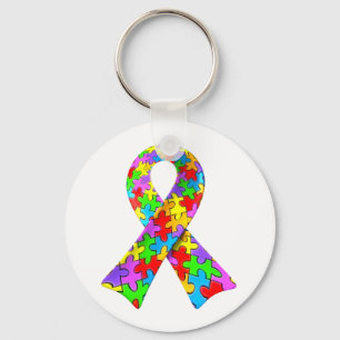 Porte-clés ruban de puzzle de la sensibilisation sur
