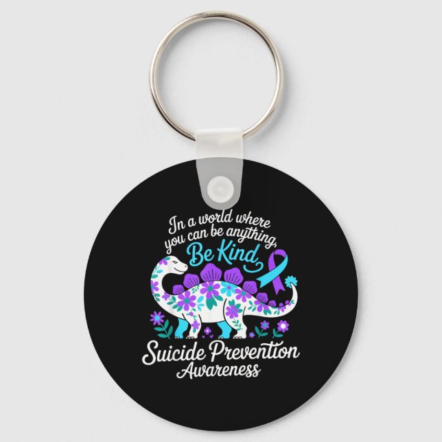 Porte-clés Ruban de sensibilisation à la prévention Fleurs T- (Recto)