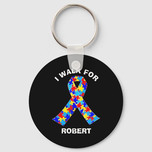 Porte-clés Ruban de sensibilisation à l'autisme Marche de col (Recto)