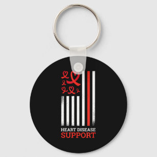Porte-clés Ruban de soutien Rouge Maladie cardiaque Sensibili