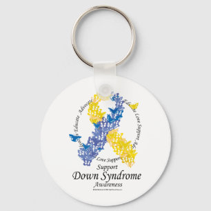 Porte-clés Ruban de syndrome de Down des papillons