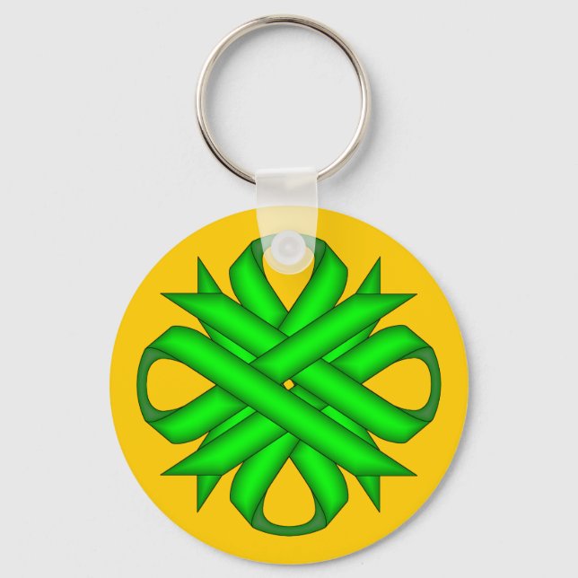 Porte-clés Ruban de trèfle vert de chaux par Kenneth Yoncich (Recto)