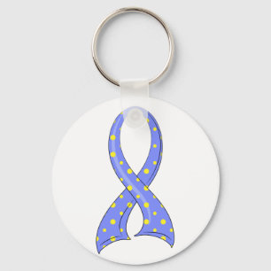 Porte-clés Ruban jaune bleu syndrome de Down de point de